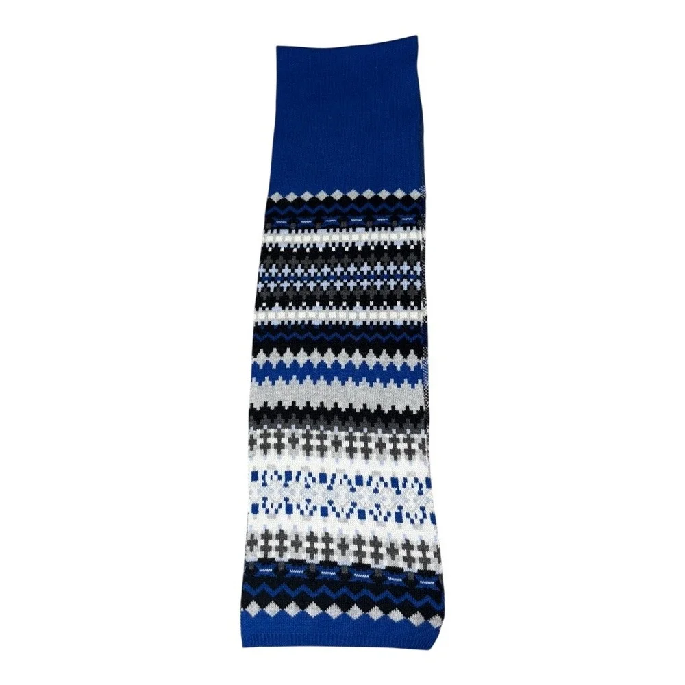 Talbots Blue‎ Fair Isle Lambswool Blend Scarf Winter Knit Accessories